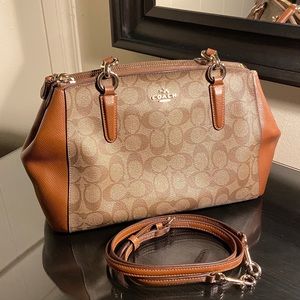 Coach - Christie Small Carryall Saddle/Khaki Coated Canvas Satchel Crossbody Bag